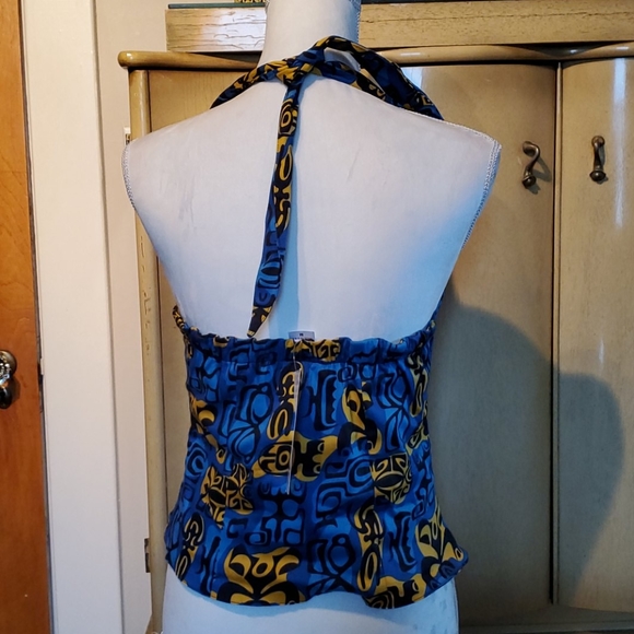 SOLD🦄 Rare Dixiefried Tiki Halter Top Button Up - Picture 3 of 6